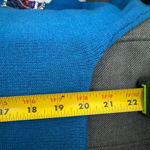 Vintage 90’s Sequin Embellished Blue Knit Grannycore Ramie Cotton Sweater Med - Picture 6 of 15